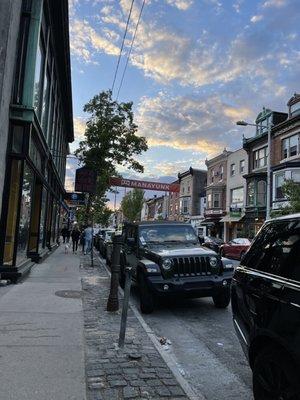 The quaint and picturesque neighborhood of Manayunk. This is Main Street where the restaurant is located