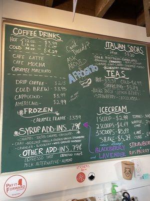 Beverage menu