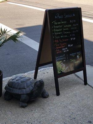 Smells so good outside of Ray's, even Mr. Turtle is stopping to sniff!