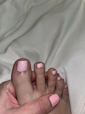 Sloppy toe nail polish