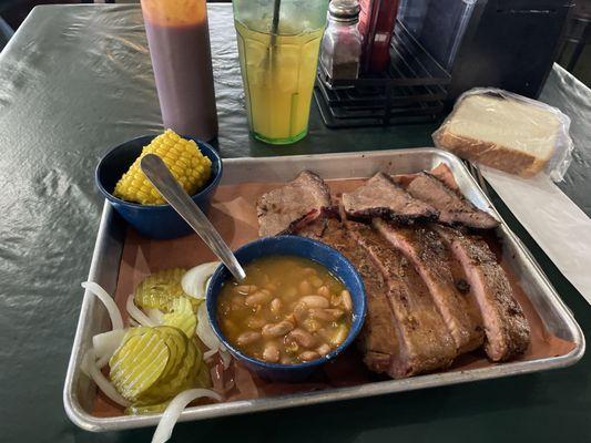 Four rib, brisket, two side plate.