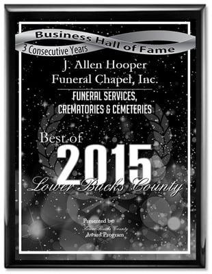 Best Funeral Home in Lower  Bucks County 3 Straight Years