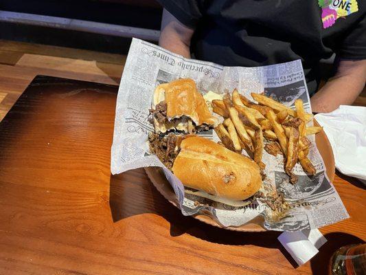 Philly cheesesteak with fries