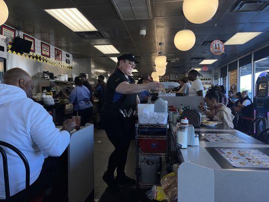 The inside of the Waffle House