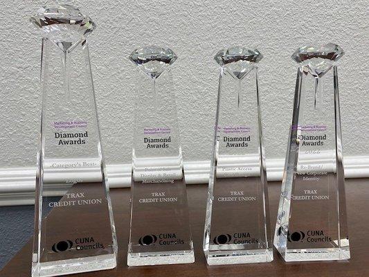 Trax Credit Union wins 4 Diamond Awards!