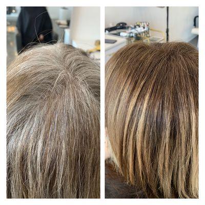 Before and after root touch up