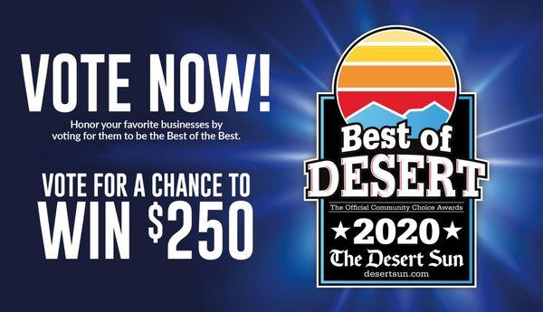 We've been nominated for the Desert Sun's 2020 Best of the Best Awards!