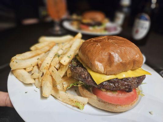 This burger was delicious! Think they threw it on the grill. Yum