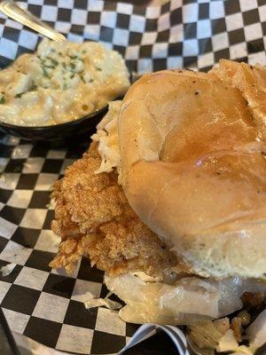 Buttermilk chicken sandwich and Mac and cheese.