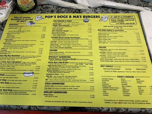 Full menu