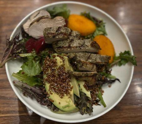 Baked Sweet Potato & Spring Vegetables with chicken