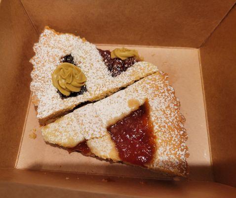 Crostata slices - apricot and fig with pistachio