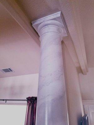 Faux marble glaze columns