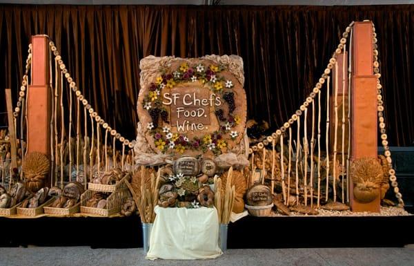 Our Golden Gate Bridge bread sculputure for SF Chefs, Food, Wine. We had to use a forklift to get the large loaf out of the oven