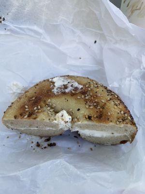 A poor attempt to a bagel with a Schmear