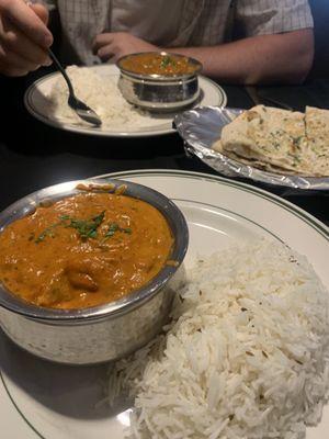 Chicken Masala, Mutton Gosht, and Garlic Naan