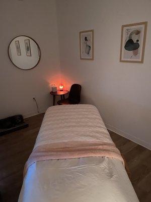 Our beautiful facial room! Come in for a relaxing and transformative treatment!