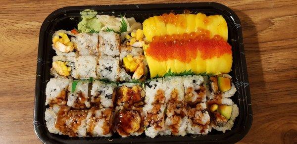 Mango shrimp maki Oyster katsu maki Idaho maki Eel avo maki