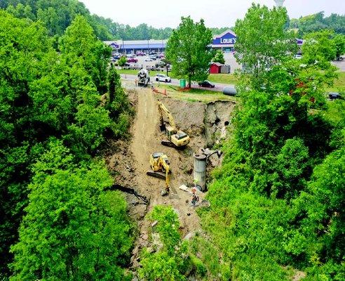 Repairing severe slope erosion.