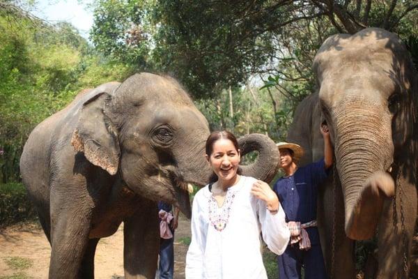 Sha Dev at an elephant camp in Thailand.