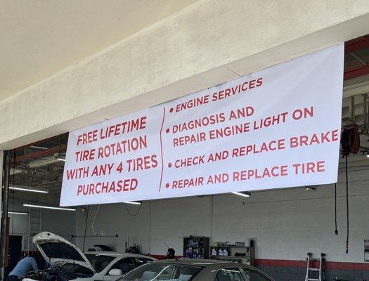 Free lifetime tires rotation if pirchase 4