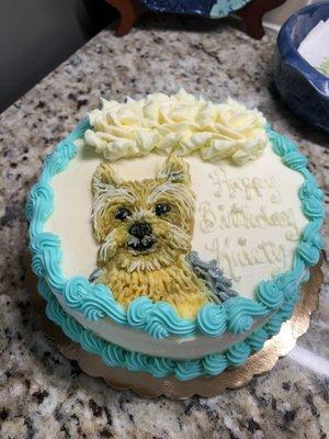 Custom Yorkie Birthday Cake