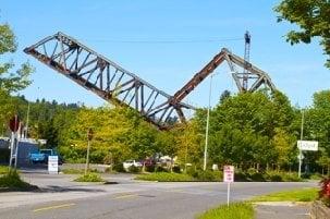 Very close to the Locks and this train bridge!