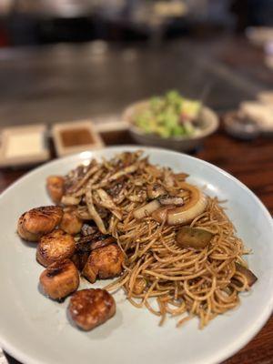 Scallop hibachi dinner. If you are thinking "those are some overcooked scallops" you are correct.