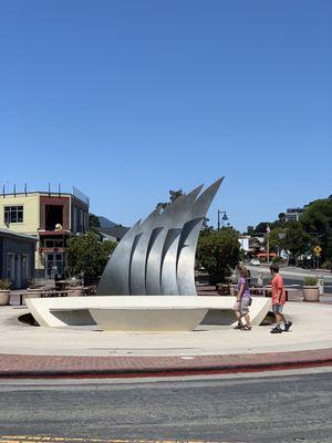 The shark fin sculpture is apt for Tiburon, which is shark in Spanish.