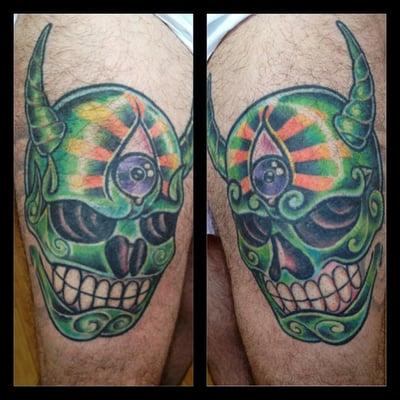 Did these skulls 10years ago. Photo from a few months ago. Based from one of Alex Binnies 23 sleeves.