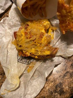 All I asked for was ketchup, mustard and grilled onion on a bacon cheese burger single.