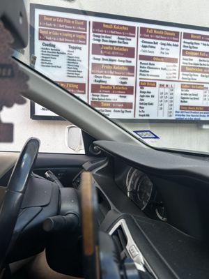 Drive thru menu