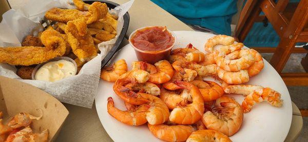 Fried fish basket and 1lb U Peel 'Em beer boiled shrimp