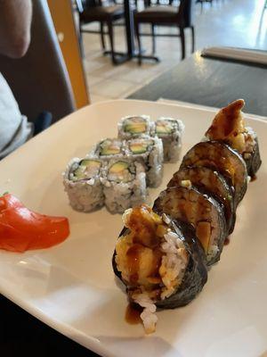 California Roll and shrimp tempura roll