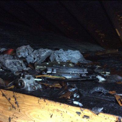 Fire Damage in an attic