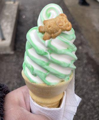 Pistachio ice cream cone