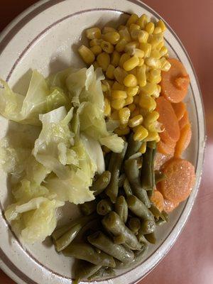 Carrots, corn, green beans, & cabbage !!!!