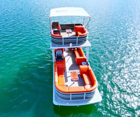 Double Decker Pontoon with slide, bathroom and premium sound system.