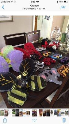 The cutest little wings for Halloween costumes. Note: felt masks from 99 cent store