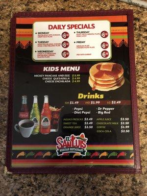 Daily specials include a large sweet tea