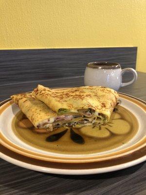 Green eggs and ham savory crepe