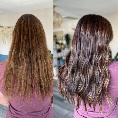 Color correction and one row of hand tied extensions by Nicole