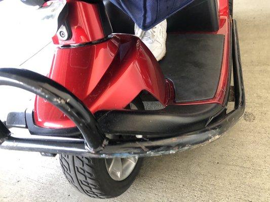 Clearly this scooter was already damaged when it was given to us