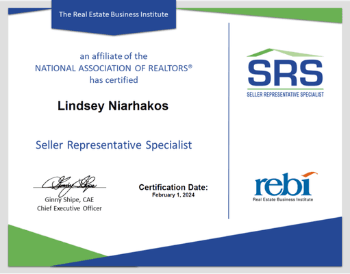 I am proud to be a SRS agent to better serve by seller clients. 2024 is off to an amazing year!