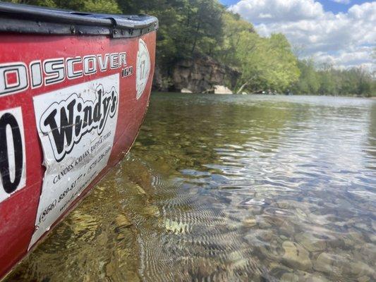 Floating down the Jacks Fork River in Missouri with a rental from Windy's!