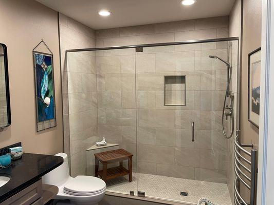 Very long tub to shower conversion.