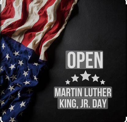 We are open regular business hours today just MLK day 2024