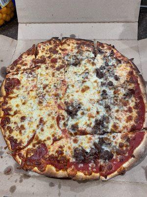 Half pepperoni, half Italian beef