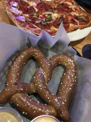 the Bruno and a soft pretzel with cheese & mustard