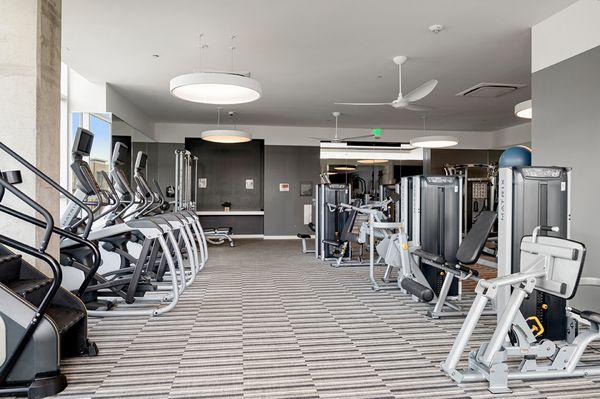 Luxury high-rise 24/7 fitness center in the Houston Museum District.